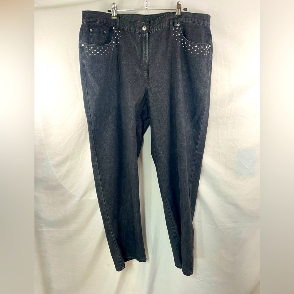 Ruby Rd. Black jeans with sparkly embellishments.… - image 1